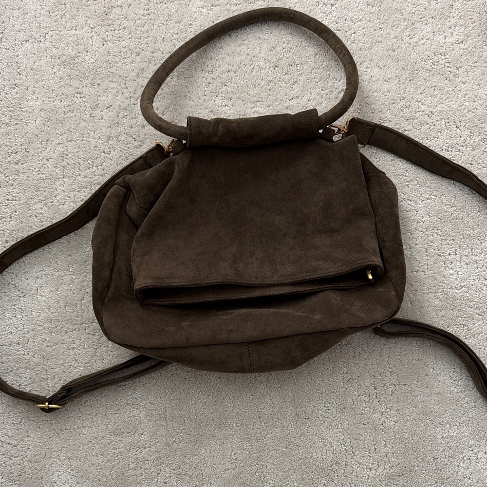 Elegant olive green Suede Women's Bag